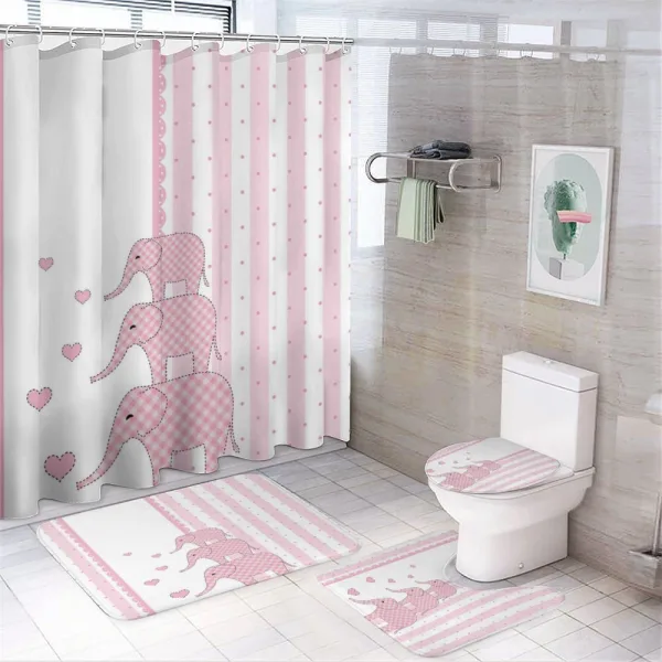 Pink Animals on a shower curtain