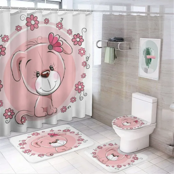 Puppy Daisy Flowers on a shower curtain
