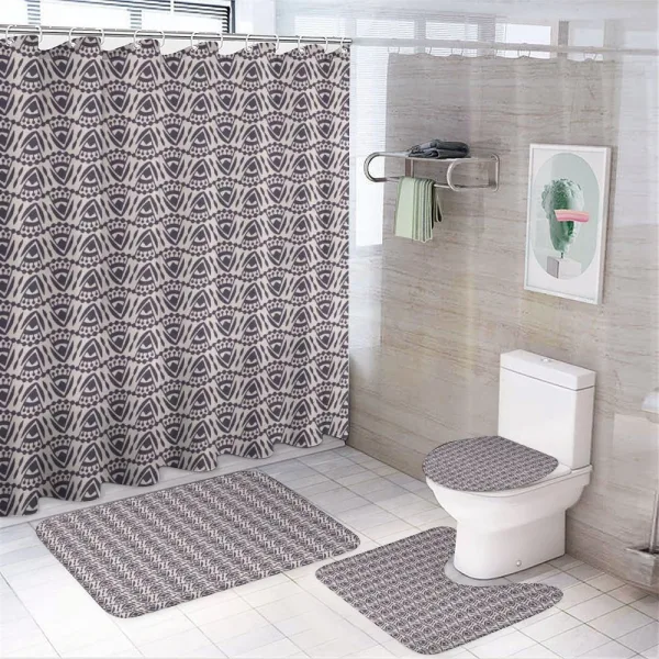 Triangles and Dots Oriental on a shower curtain