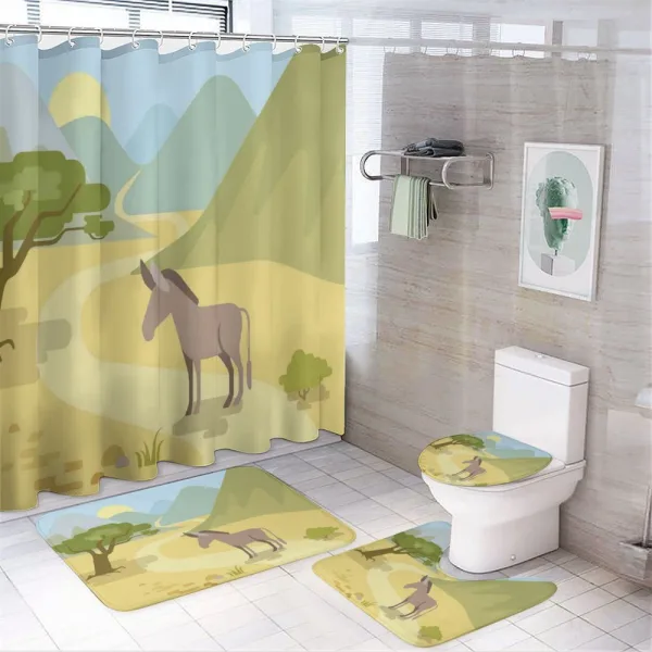 Wildlife Habitat Flat Design on a shower curtain