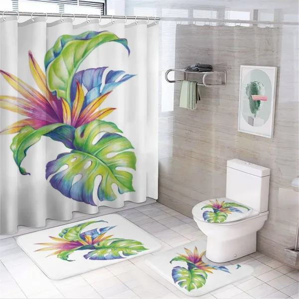 Abstract Colored Leaves on a shower curtain