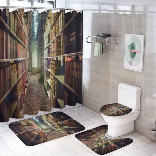 Abstract Library in Woods on a shower curtain