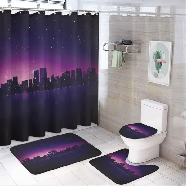 City Skyline Urban Life on a shower curtain