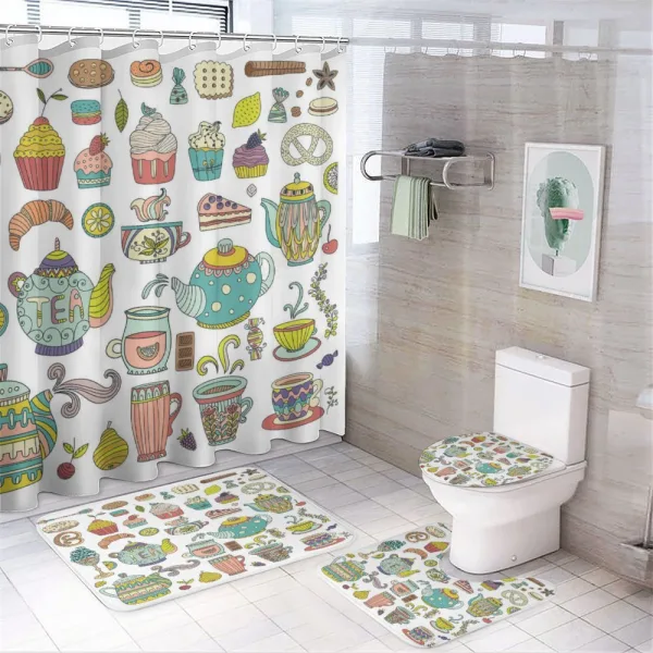 Coffee and Dessert on a shower curtain