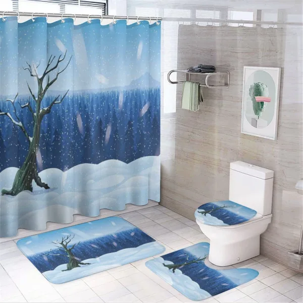 Cold Snowy Landscape on a shower curtain
