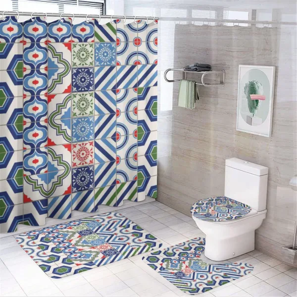 Colorful Shapes on a shower curtain