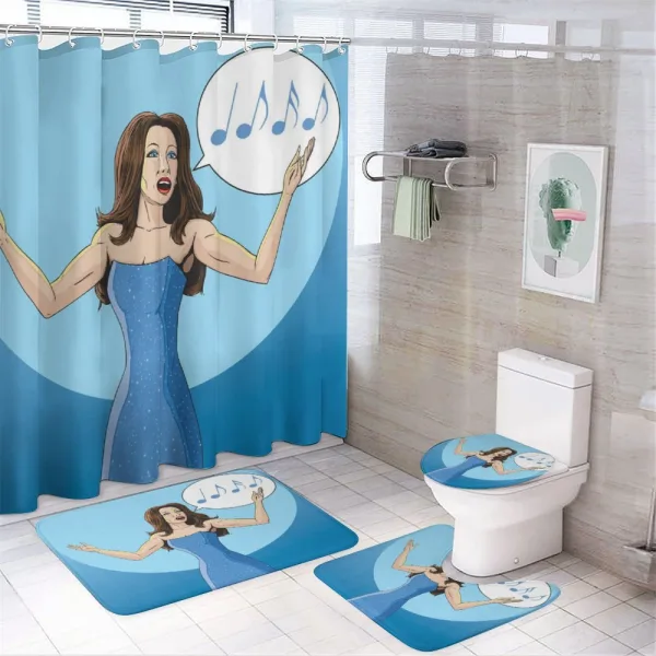 Comic Book Art Singing Woman on a shower curtain