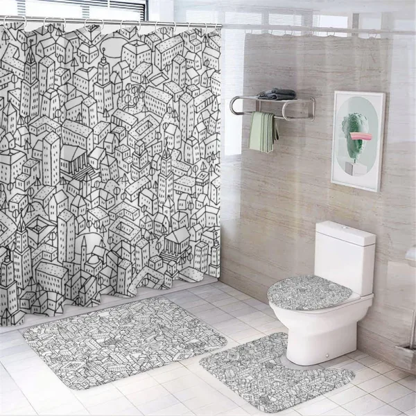 Crowded Urban Life on a shower curtain