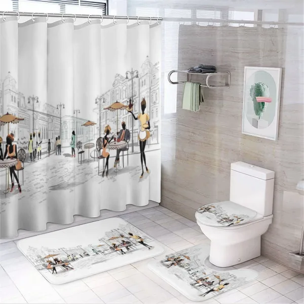 European Street Restaurant on a shower curtain