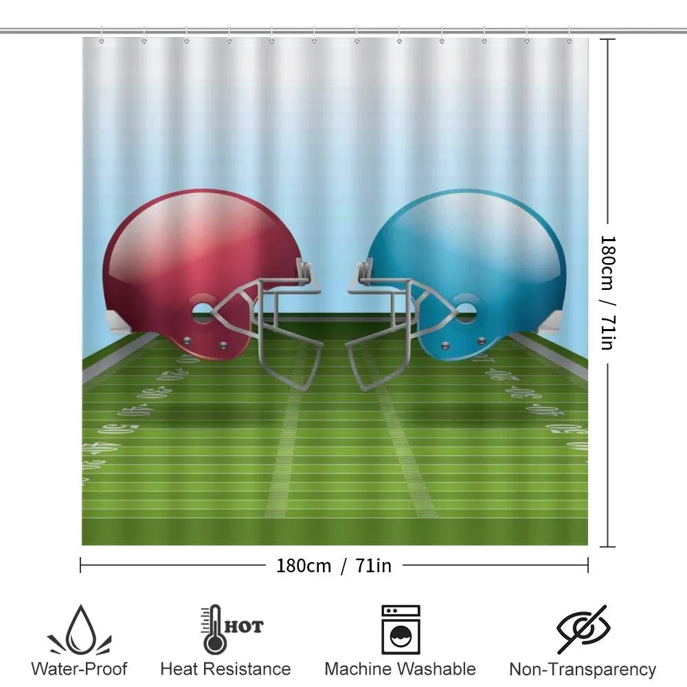 Football Hardhats on Field — Detail 2