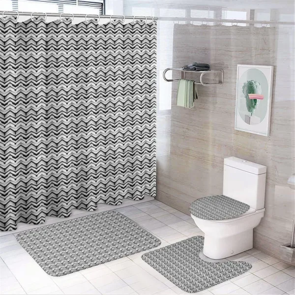 Geometrical Chevron on a shower curtain