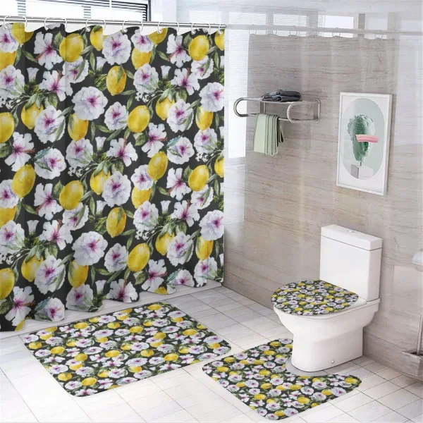 Hibiscus Petals Lemons on a shower curtain