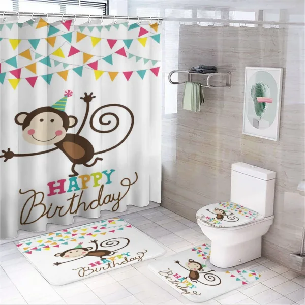 Monkey Cone Flag on a shower curtain