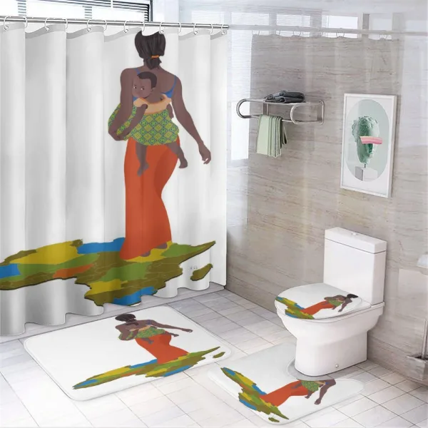 Mother Baby Map on a shower curtain