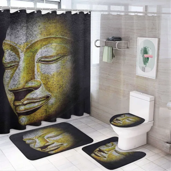 Old Ancient Gothic Statue on a shower curtain