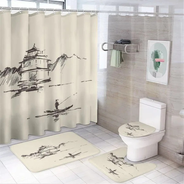Pagoda Fisherman on a shower curtain