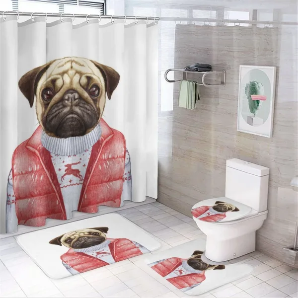 Red Vest Christmas Sweater on a shower curtain