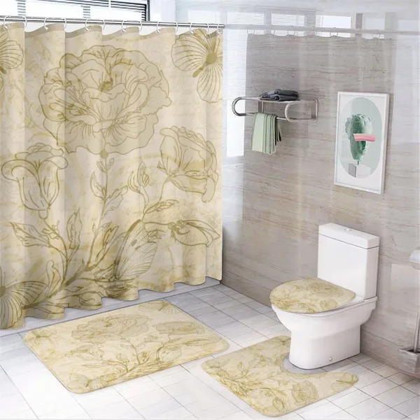 Roses and Butterflies on a shower curtain