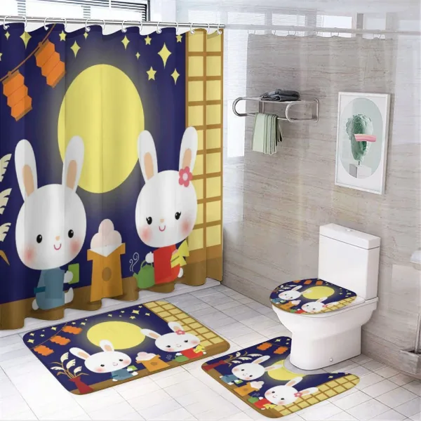 Tsukimi Festival Bunnies on a shower curtain