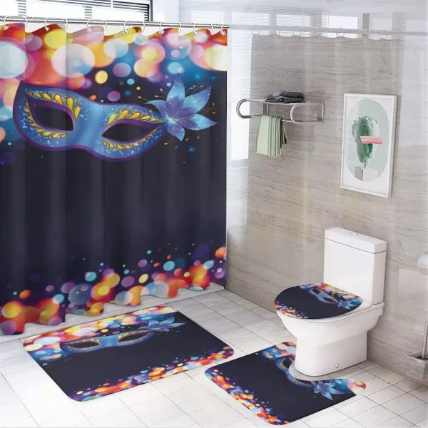 Vivid Blue Carnival Mask on a shower curtain
