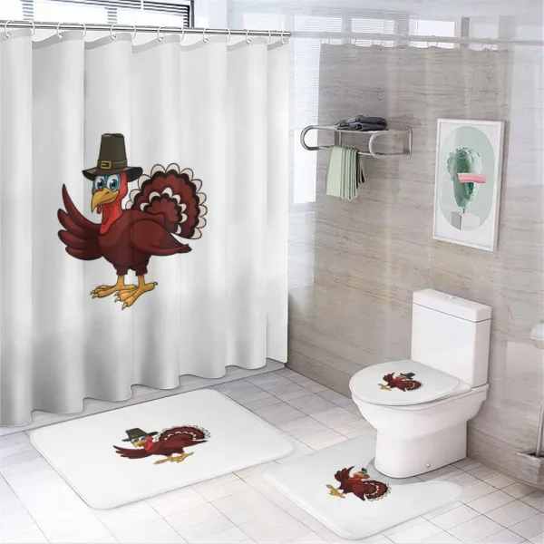 Animal Cartoon with Hat on a shower curtain