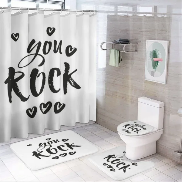 Charcoal Heart Ornaments on a shower curtain