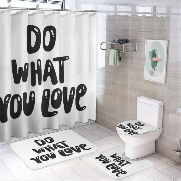 Classic Typeface Phrasal on a shower curtain