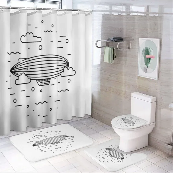 Clouds Balloons Sketch on a shower curtain