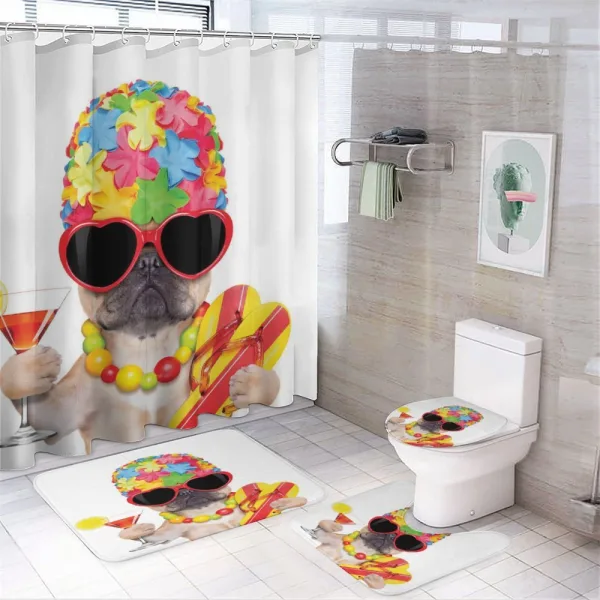 Cocktail Exotic Bulldog Pet on a shower curtain