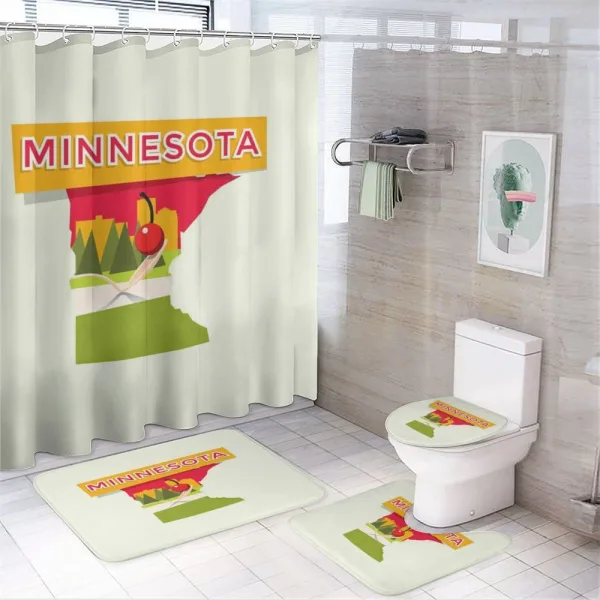 Colorful Doodle State Map on a shower curtain
