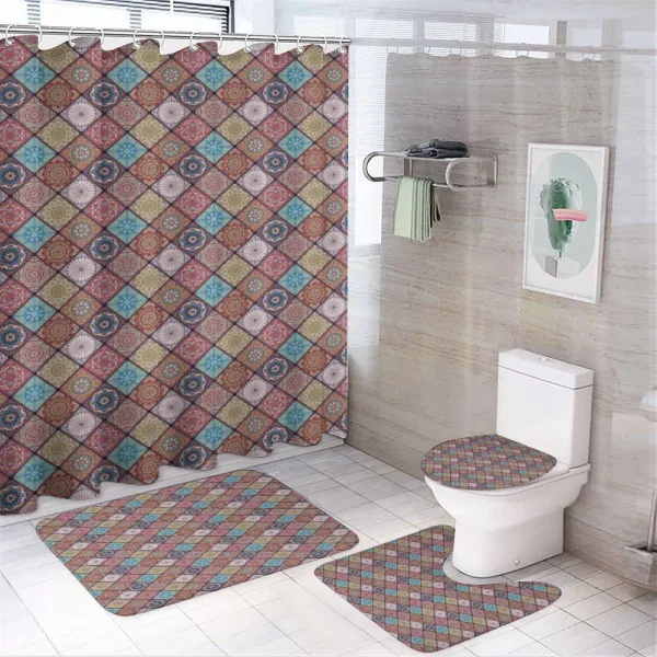 Colorful Mosaic Floral on a shower curtain