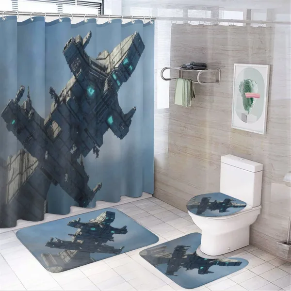 Cosmos Alien Ship on a shower curtain