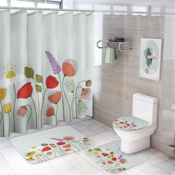 Daisy and Peony Pattern on a shower curtain