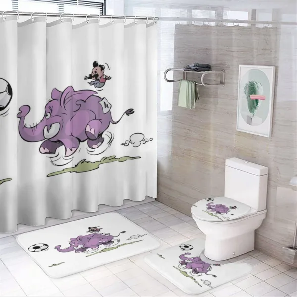 Elephant Playing Soccer on a shower curtain