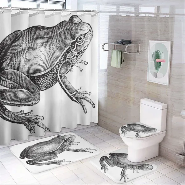 Engraved Amphibian Fauna Art on a shower curtain