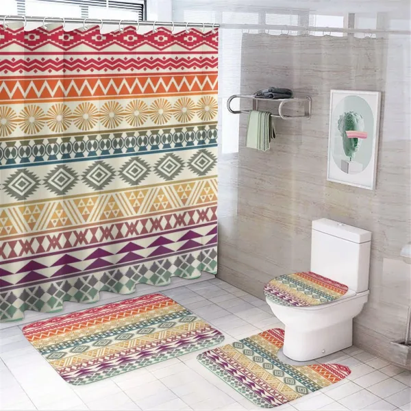 Geometric Zig Zag Lines on a shower curtain