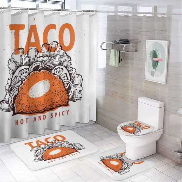 Hot and Spicy Tacos on a shower curtain