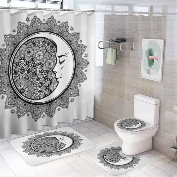 Mandala Moon Bohemian on a shower curtain