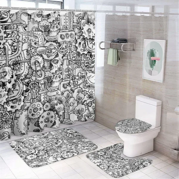 Manufacturing Theme on a shower curtain