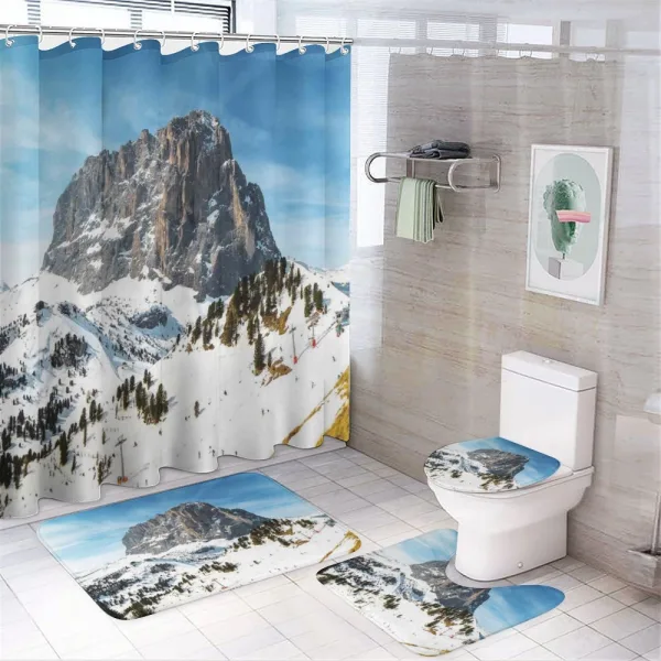 Mediterranean Snowy Peak on a shower curtain