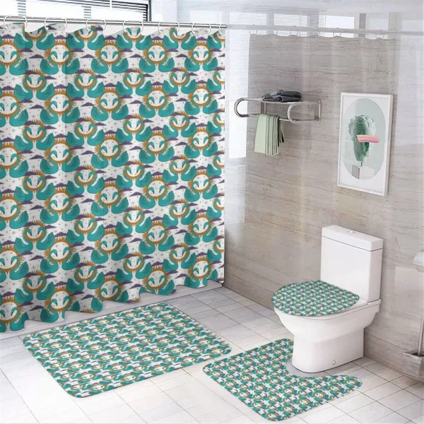 Mystic Aquatic Bird and Sun on a shower curtain