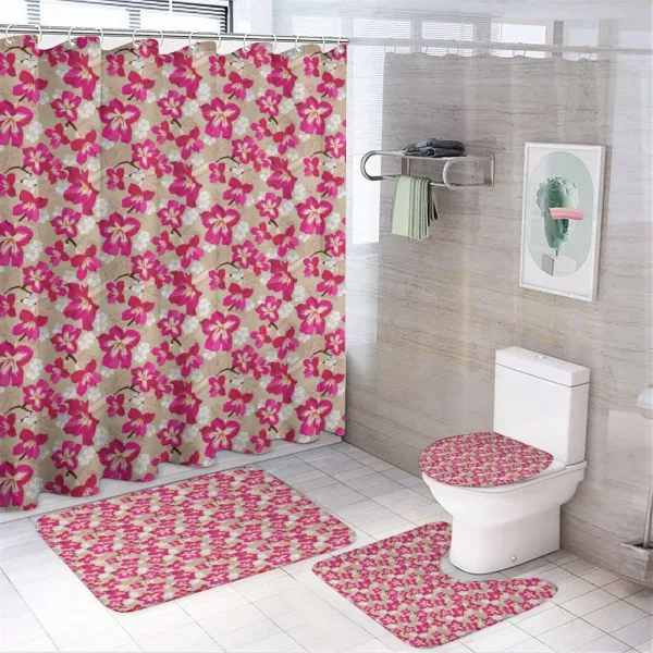 Nostalgic Hibiscus Flowers on a shower curtain