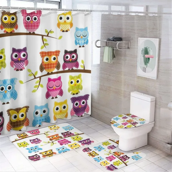 Patchwork Style Owls on a shower curtain