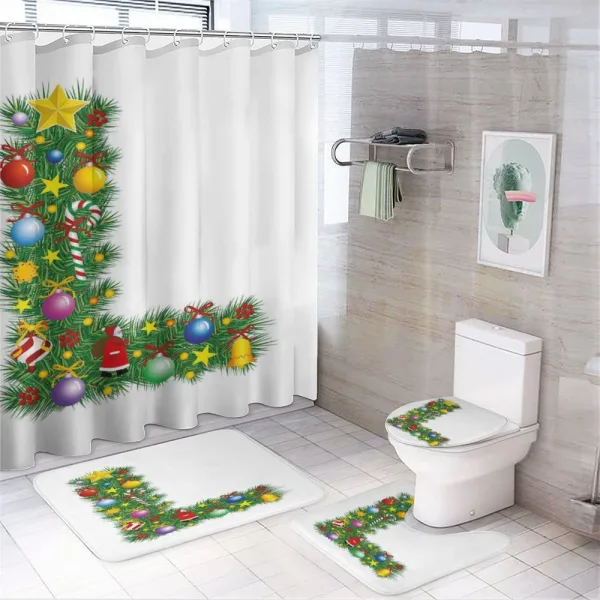 Pine Tree Majuscule L on a shower curtain