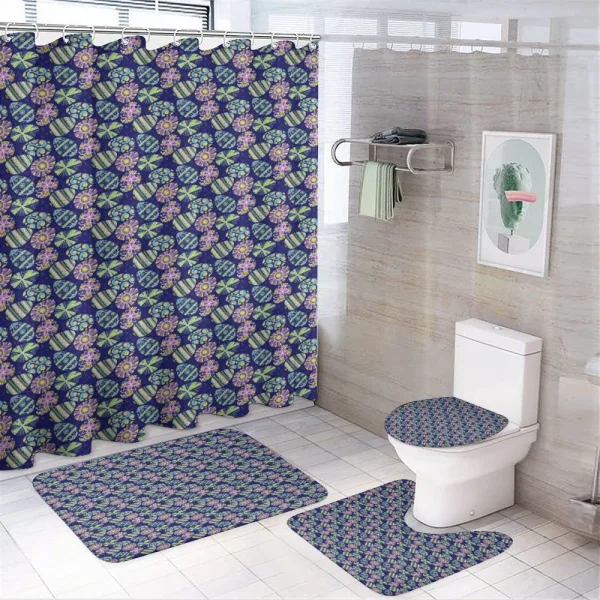 Repetitive Style Ornate Eggs on a shower curtain