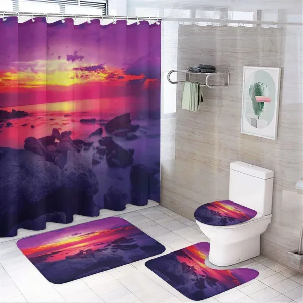 Sunset over Sea Cloudy on a shower curtain
