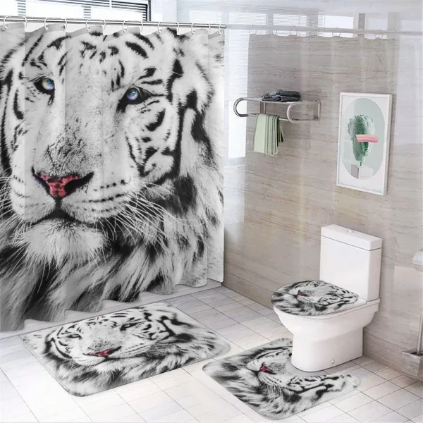 Winter White Tiger on a shower curtain