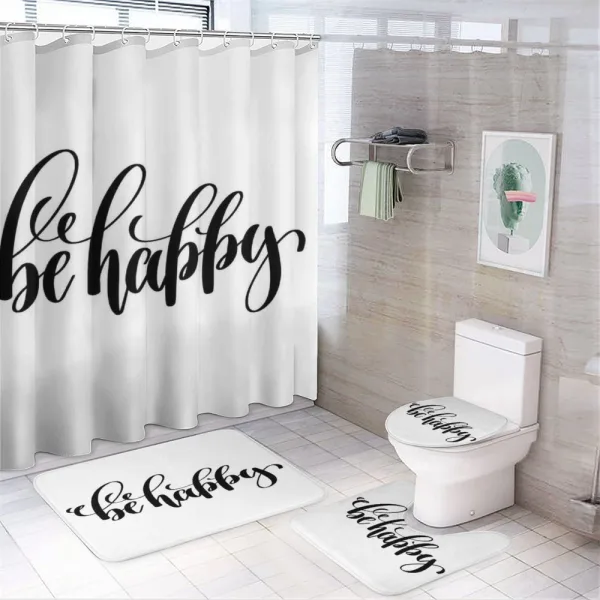 Words in Art Form on a shower curtain