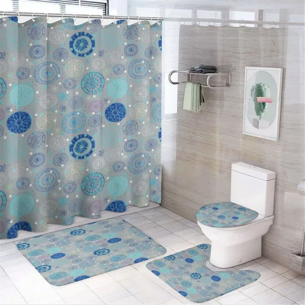 Abstract Snowflakes on a shower curtain