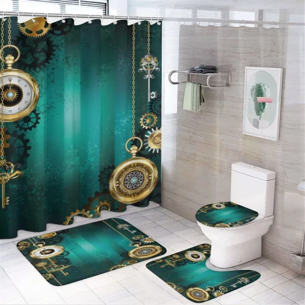 Antique Watch Keys on a shower curtain